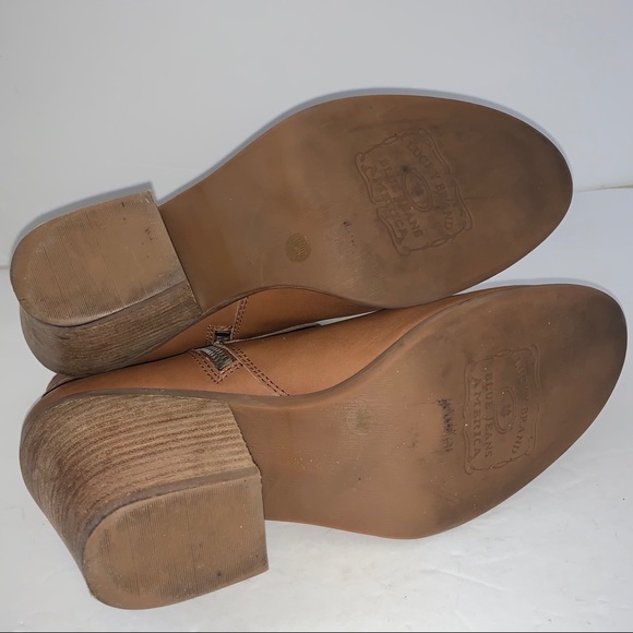 Lucky Brand Camel Tan Faux Leather Bootie Sz 10 - Picture 10 of 14